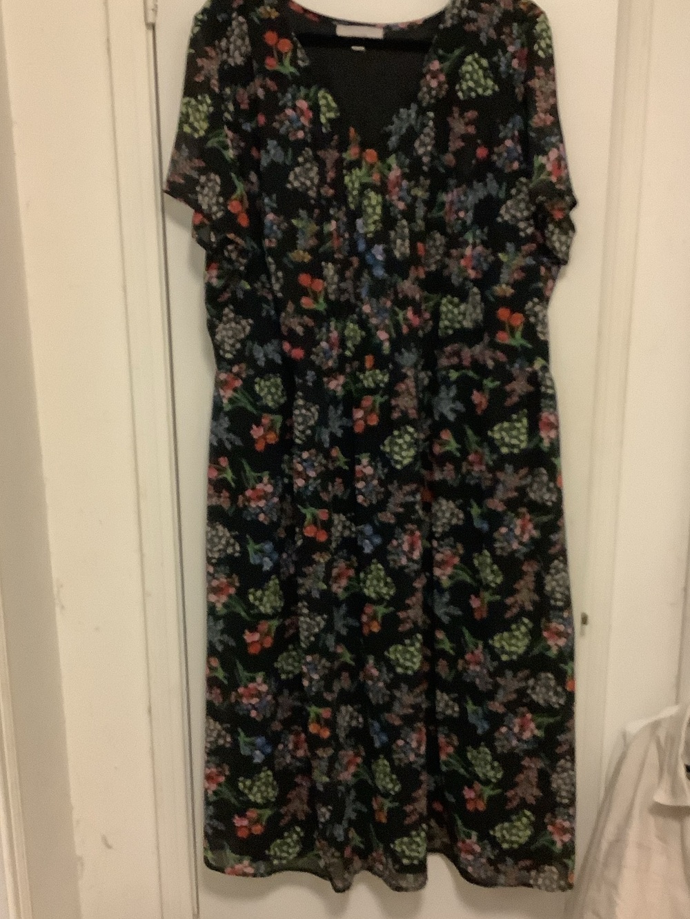 Lovely midi dress from Woman Within, size 26. Navy blue with pleated bib.